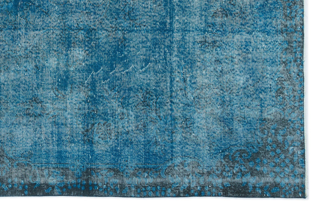 Turquoise  Over Dyed Vintage Rug 6'2'' x 9'7'' ft 188 x 291 cm