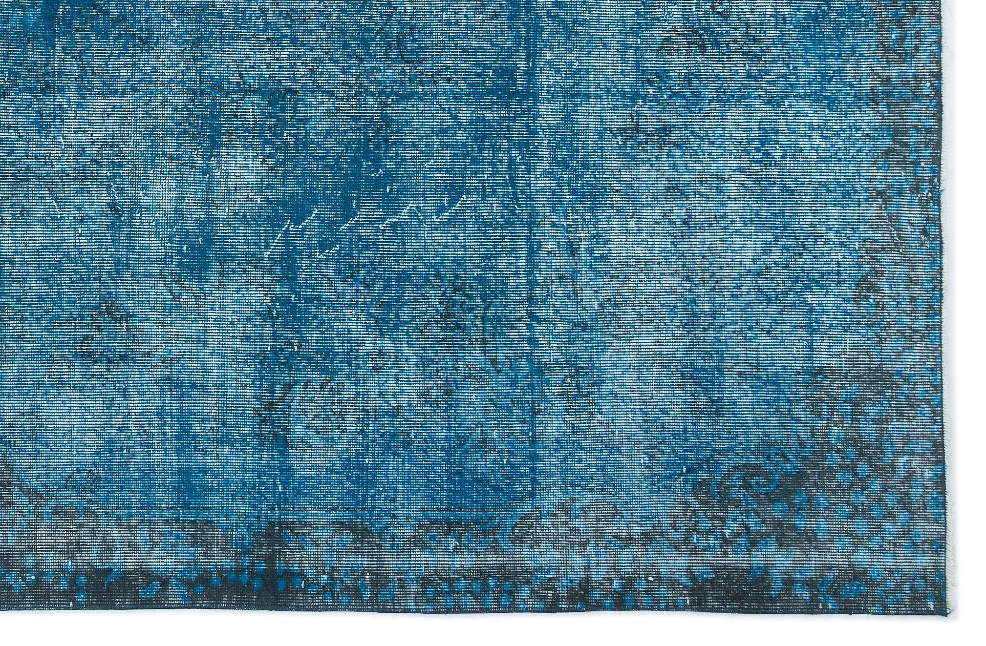 Turquoise  Over Dyed Vintage Rug 6'2'' x 9'7'' ft 188 x 291 cm