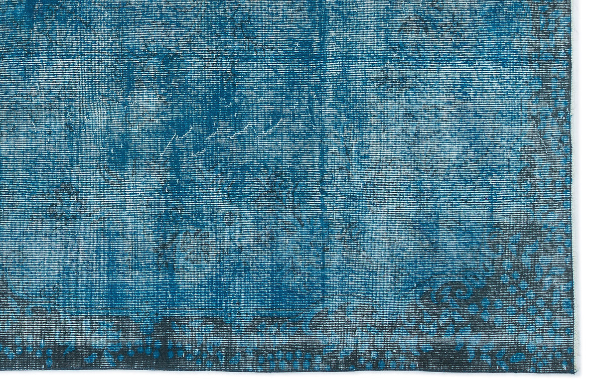 Turquoise  Over Dyed Vintage Rug 6&#39;2&#39;&#39; x 9&#39;7&#39;&#39; ft 188 x 291 cm