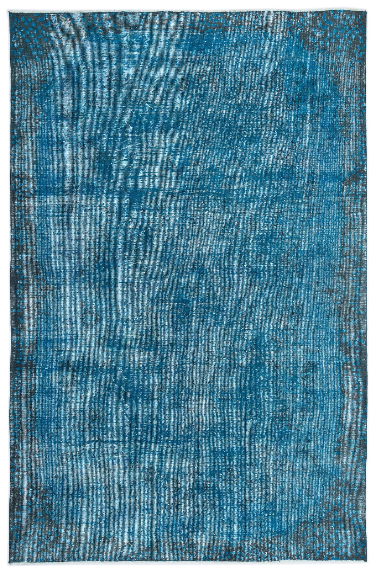 Turquoise  Over Dyed Vintage Rug 6&#39;2&#39;&#39; x 9&#39;7&#39;&#39; ft 188 x 291 cm