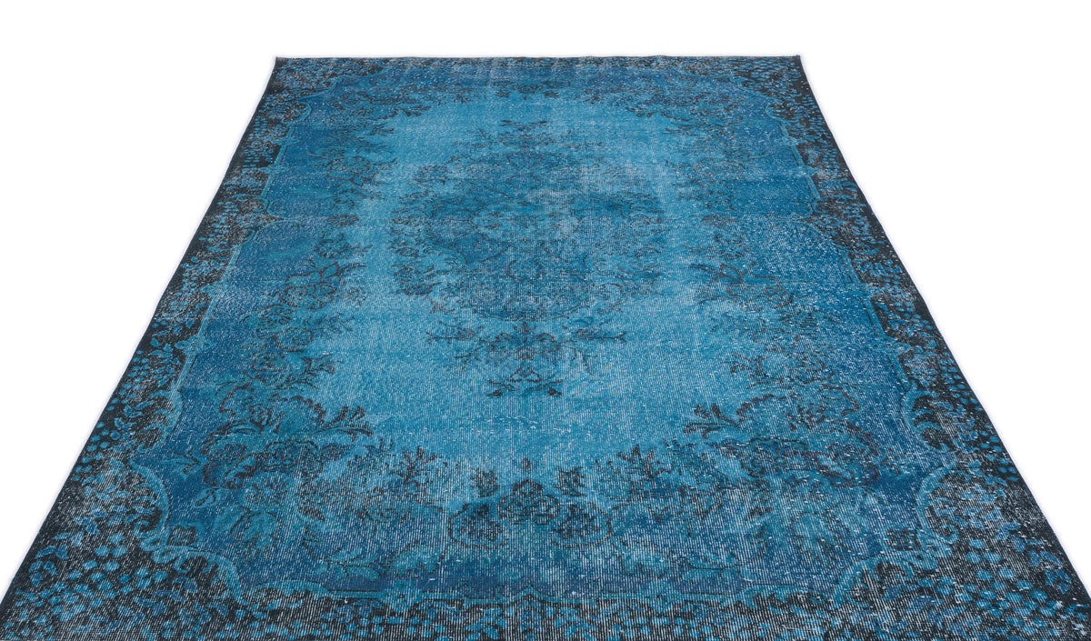 Turquoise  Over Dyed Vintage Rug 6&#39;4&#39;&#39; x 10&#39;6&#39;&#39; ft 194 x 320 cm