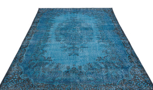 Turquoise  Over Dyed Vintage Rug 6'4'' x 10'6'' ft 194 x 320 cm