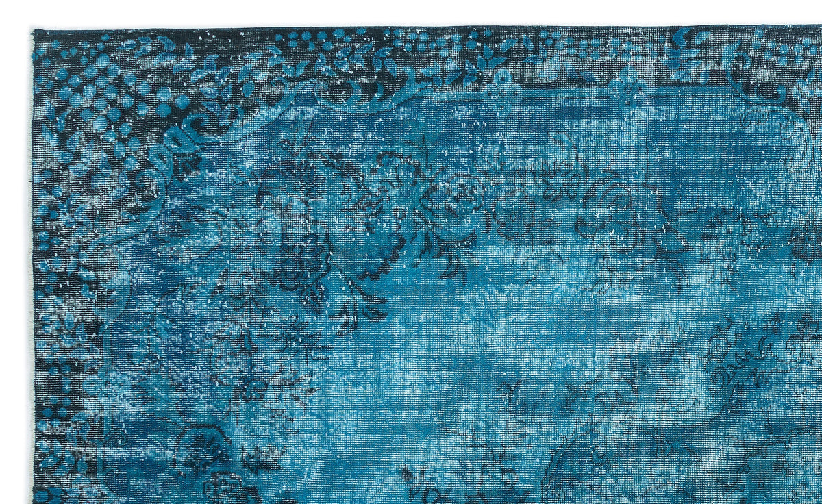 Turquoise  Over Dyed Vintage Rug 6&#39;4&#39;&#39; x 10&#39;6&#39;&#39; ft 194 x 320 cm