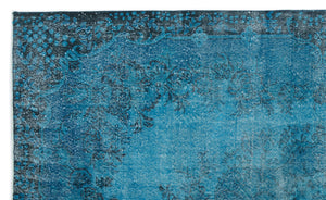 Turquoise  Over Dyed Vintage Rug 6'4'' x 10'6'' ft 194 x 320 cm
