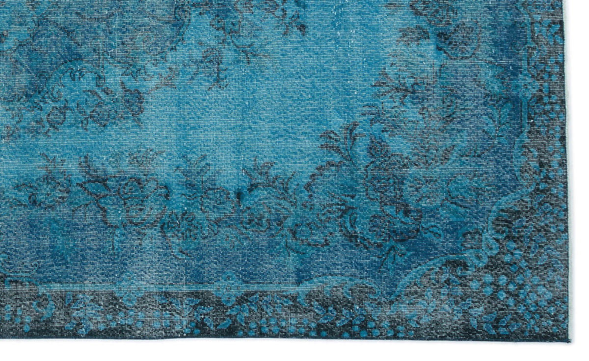 Turquoise  Over Dyed Vintage Rug 6&#39;4&#39;&#39; x 10&#39;6&#39;&#39; ft 194 x 320 cm