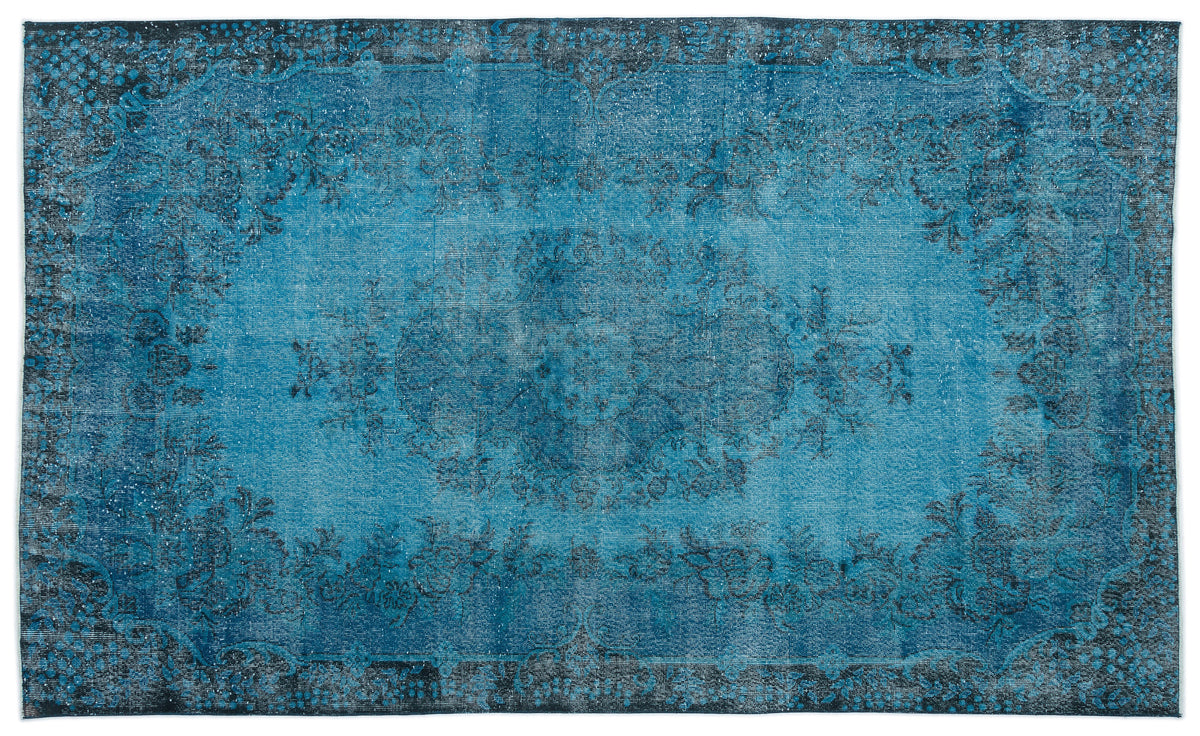 Turquoise  Over Dyed Vintage Rug 6&#39;4&#39;&#39; x 10&#39;6&#39;&#39; ft 194 x 320 cm