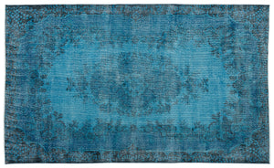 Turquoise  Over Dyed Vintage Rug 6'4'' x 10'6'' ft 194 x 320 cm