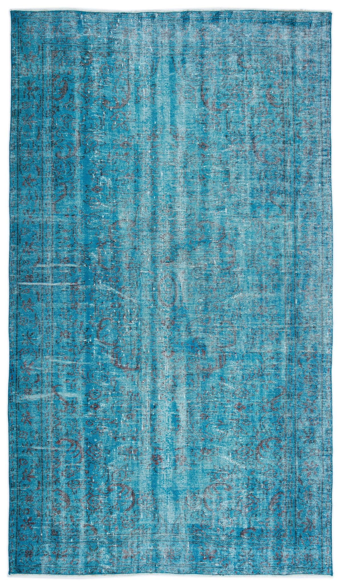 Turquoise  Over Dyed Vintage Rug 5&#39;8&#39;&#39; x 9&#39;9&#39;&#39; ft 173 x 298 cm
