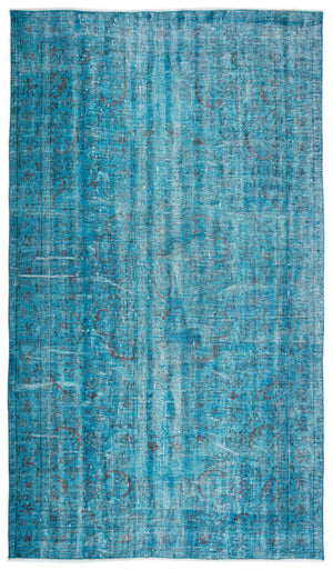 Turquoise  Over Dyed Vintage Rug 5'8'' x 9'9'' ft 173 x 298 cm