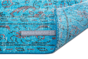 Turquoise  Over Dyed Vintage Rug 5'8'' x 9'9'' ft 173 x 298 cm