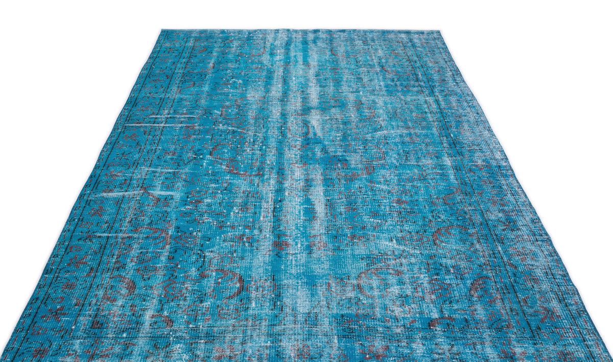 Turquoise  Over Dyed Vintage Rug 5&#39;8&#39;&#39; x 9&#39;9&#39;&#39; ft 173 x 298 cm