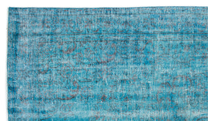 Turquoise  Over Dyed Vintage Rug 5'8'' x 9'9'' ft 173 x 298 cm