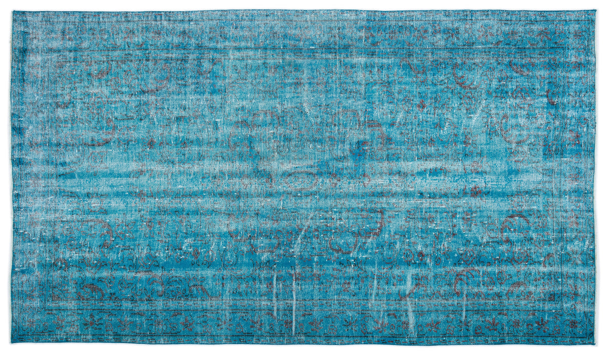 Turquoise  Over Dyed Vintage Rug 5&#39;8&#39;&#39; x 9&#39;9&#39;&#39; ft 173 x 298 cm