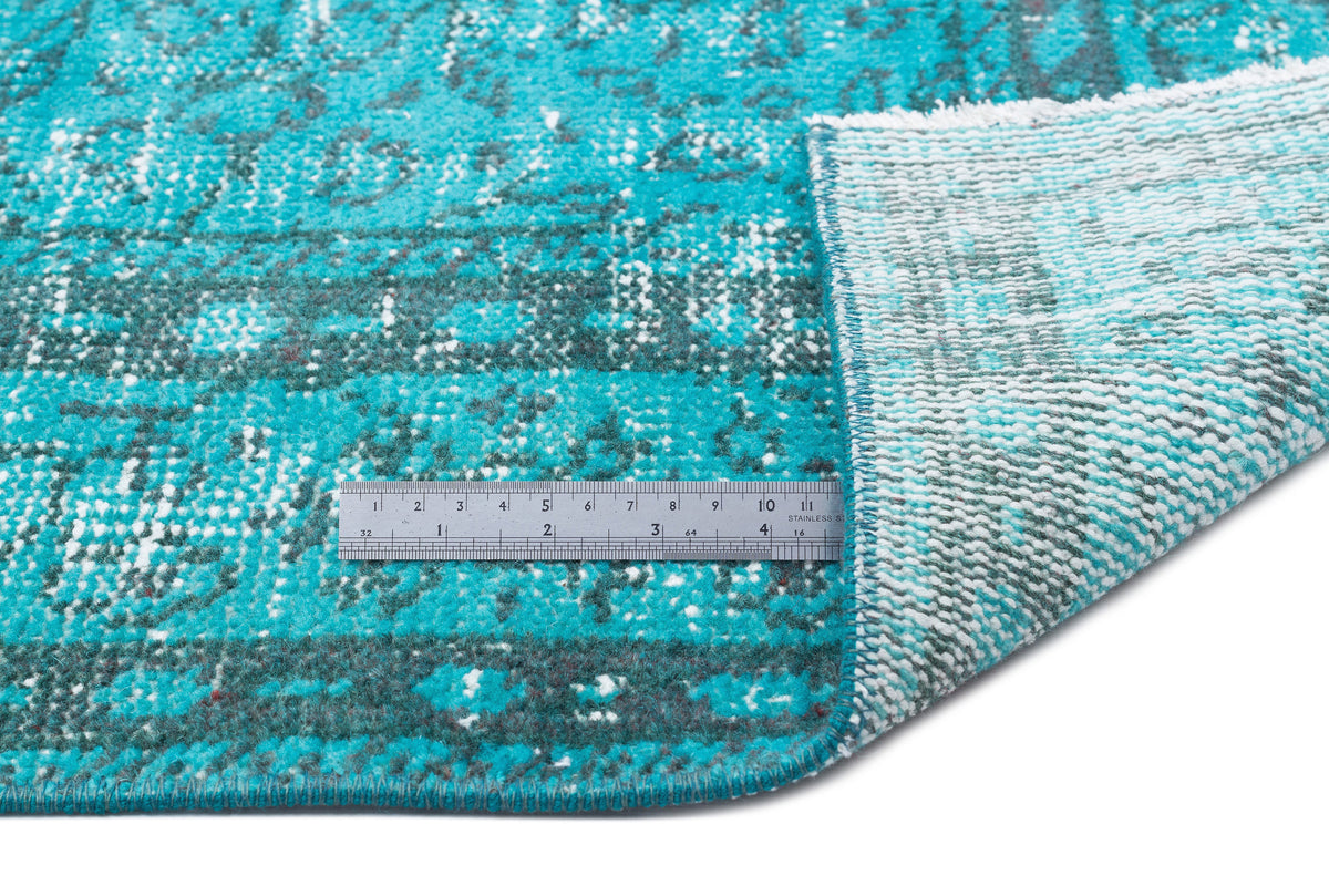 Turquoise  Over Dyed Vintage Rug 6&#39;6&#39;&#39; x 10&#39;10&#39;&#39; ft 199 x 330 cm