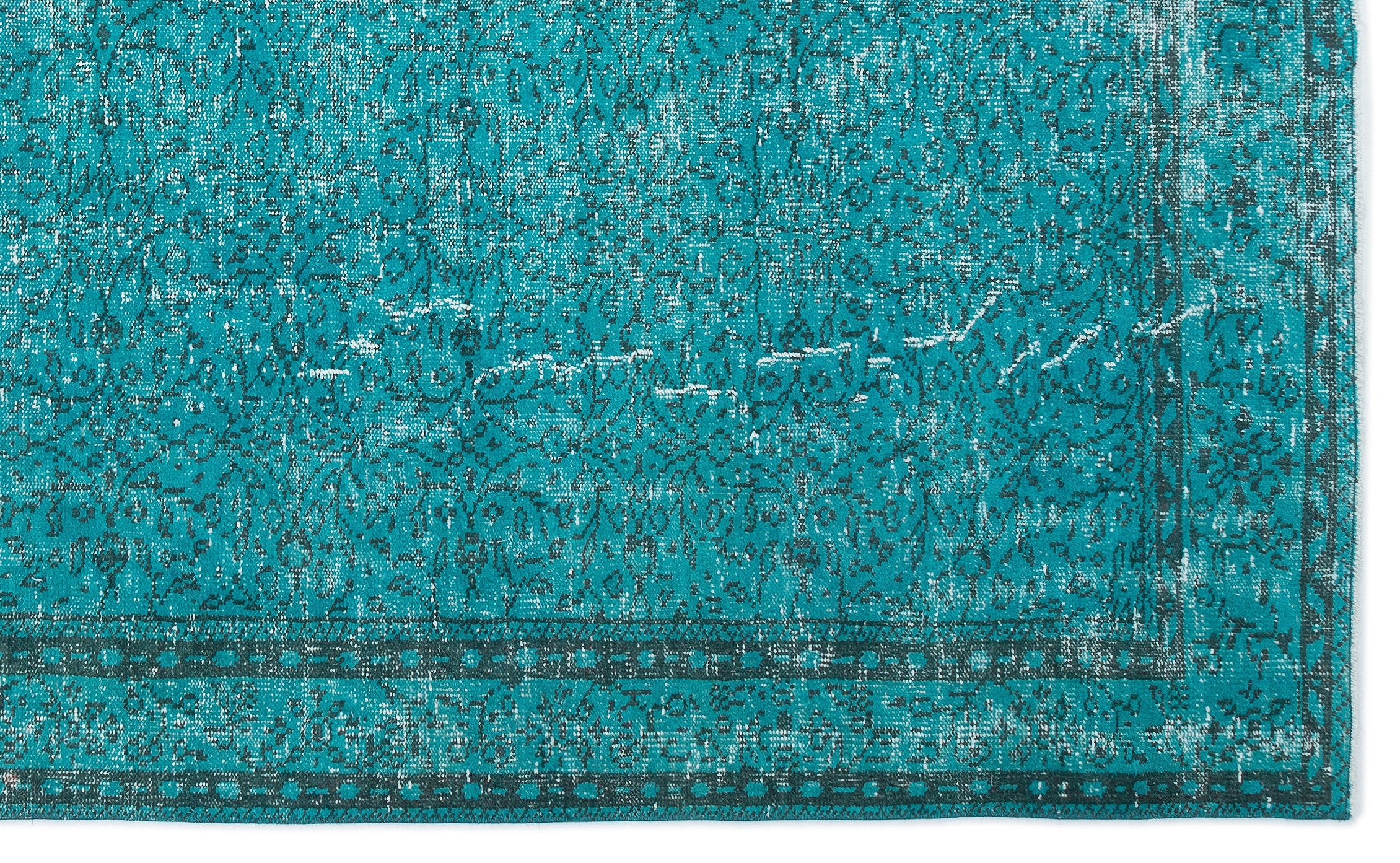 Turquoise  Over Dyed Vintage Rug 6'6'' x 10'10'' ft 199 x 330 cm