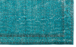 Turquoise  Over Dyed Vintage Rug 6'6'' x 10'10'' ft 199 x 330 cm
