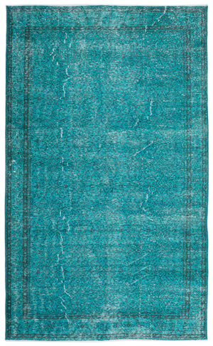 Turquoise  Over Dyed Vintage Rug 6'6'' x 10'10'' ft 199 x 330 cm