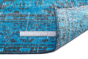 Turquoise  Over Dyed Vintage Rug 5'11'' x 9'8'' ft 180 x 295 cm