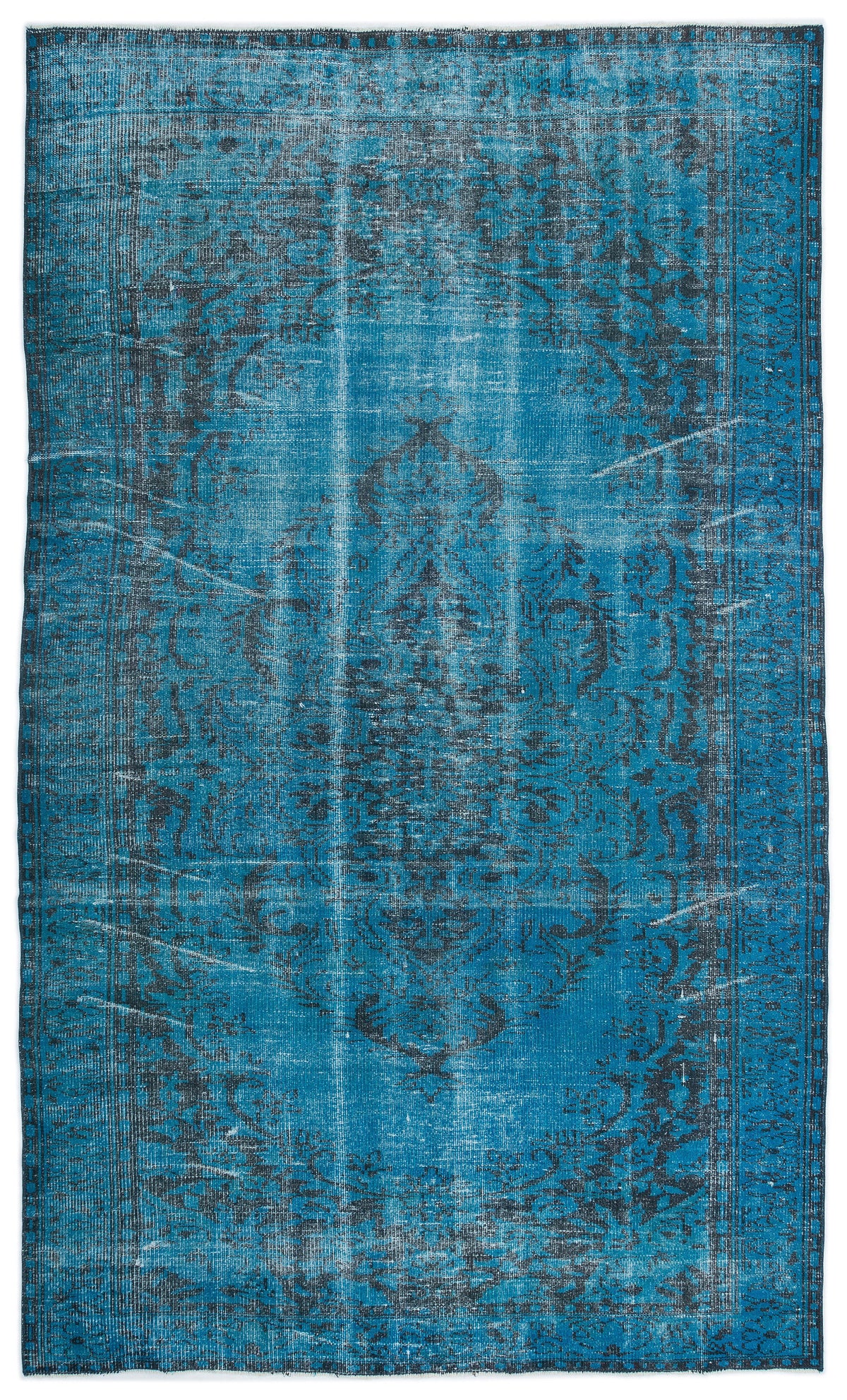 Turquoise  Over Dyed Vintage Rug 5&#39;11&#39;&#39; x 9&#39;8&#39;&#39; ft 180 x 295 cm