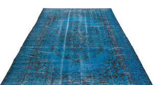 Turquoise  Over Dyed Vintage Rug 5'11'' x 9'8'' ft 180 x 295 cm