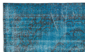 Turquoise  Over Dyed Vintage Rug 5'11'' x 9'8'' ft 180 x 295 cm