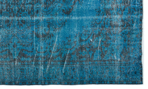 Turquoise  Over Dyed Vintage Rug 5'11'' x 9'8'' ft 180 x 295 cm