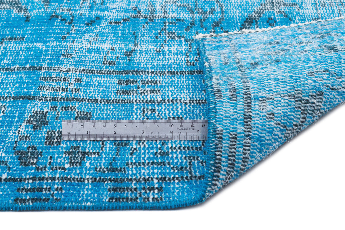 Turquoise  Over Dyed Vintage Rug 5&#39;5&#39;&#39; x 9&#39;5&#39;&#39; ft 166 x 286 cm