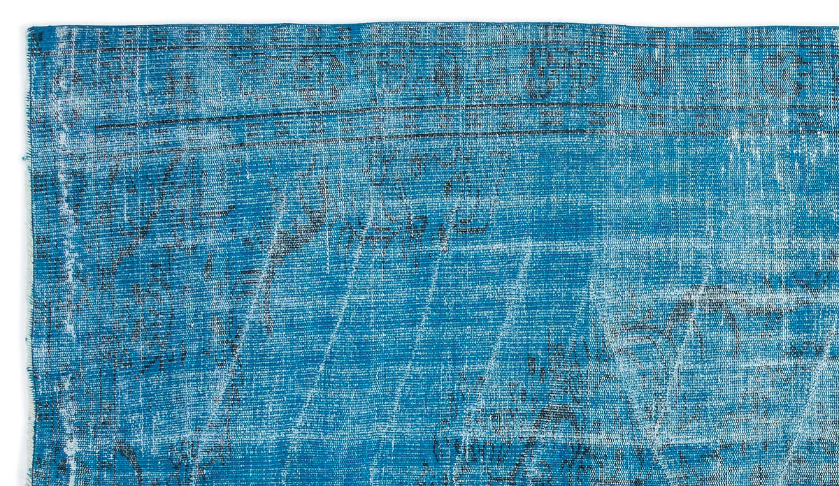 Turquoise  Over Dyed Vintage Rug 5&#39;5&#39;&#39; x 9&#39;5&#39;&#39; ft 166 x 286 cm