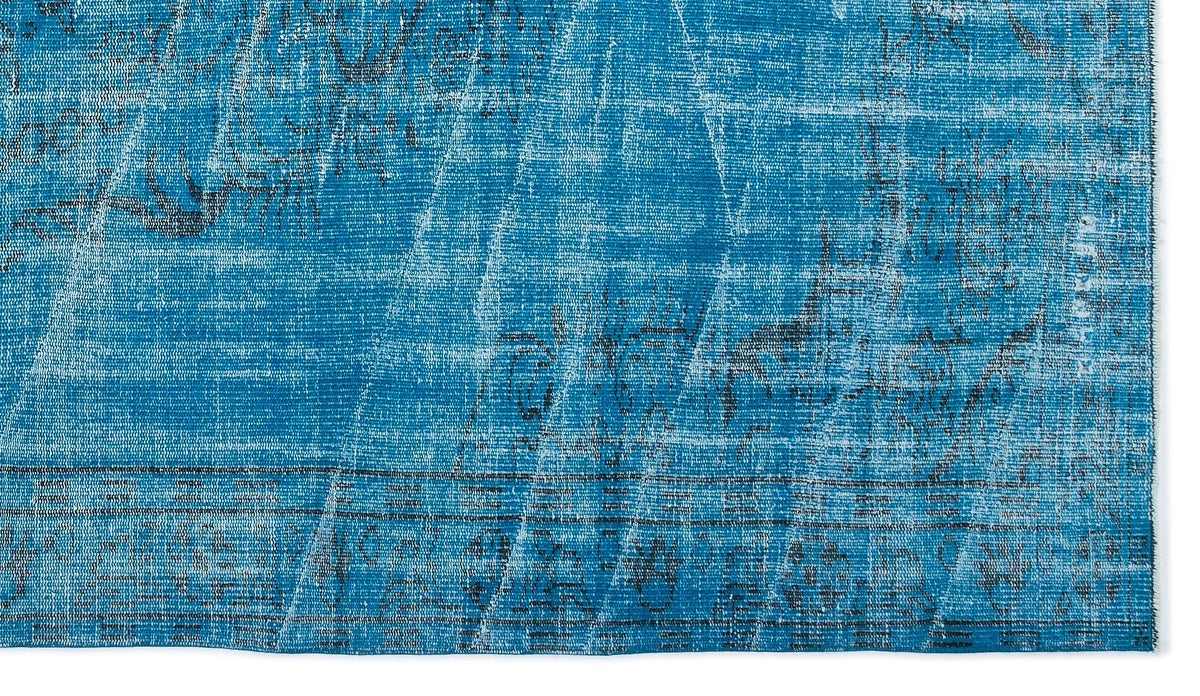 Turquoise  Over Dyed Vintage Rug 5&#39;5&#39;&#39; x 9&#39;5&#39;&#39; ft 166 x 286 cm