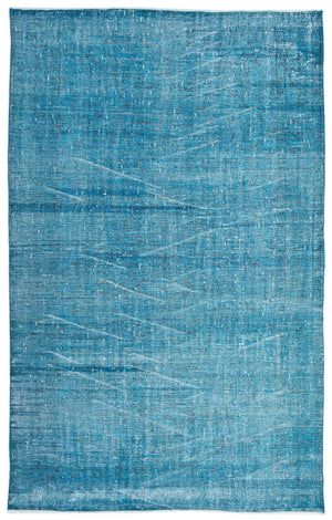 Turquoise  Over Dyed Vintage Rug 6'0'' x 9'9'' ft 184 x 298 cm