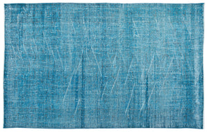 Turquoise  Over Dyed Vintage Rug 6'0'' x 9'9'' ft 184 x 298 cm