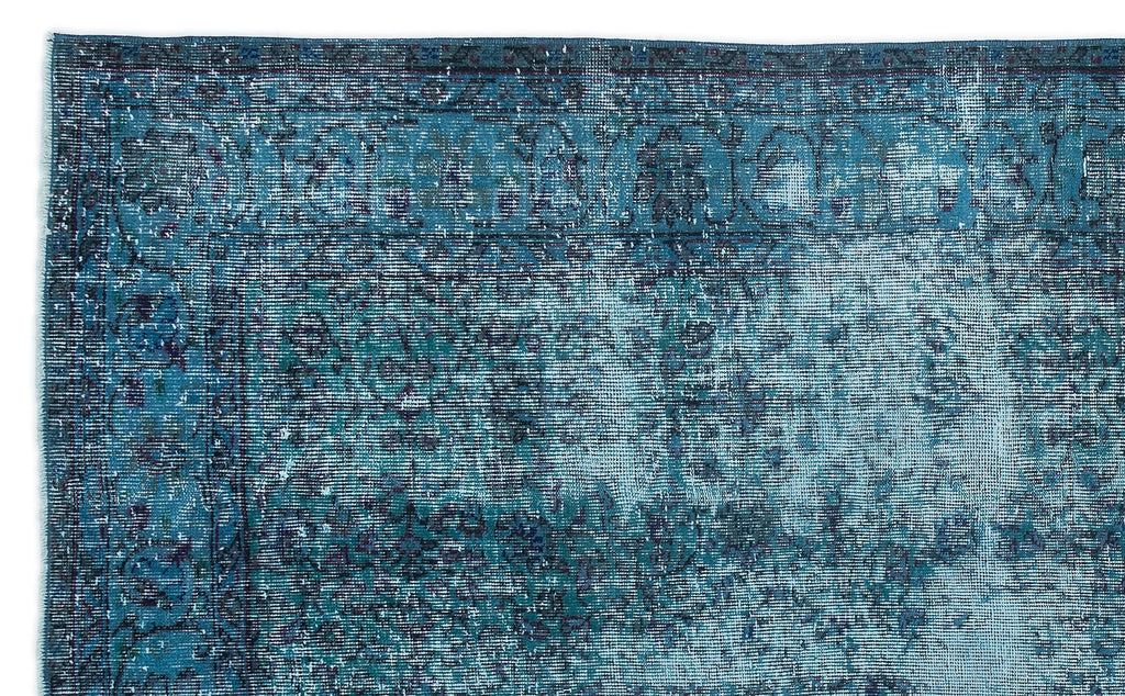 Turquoise  Over Dyed Vintage Rug 5'7'' x 8'11'' ft 169 x 272 cm