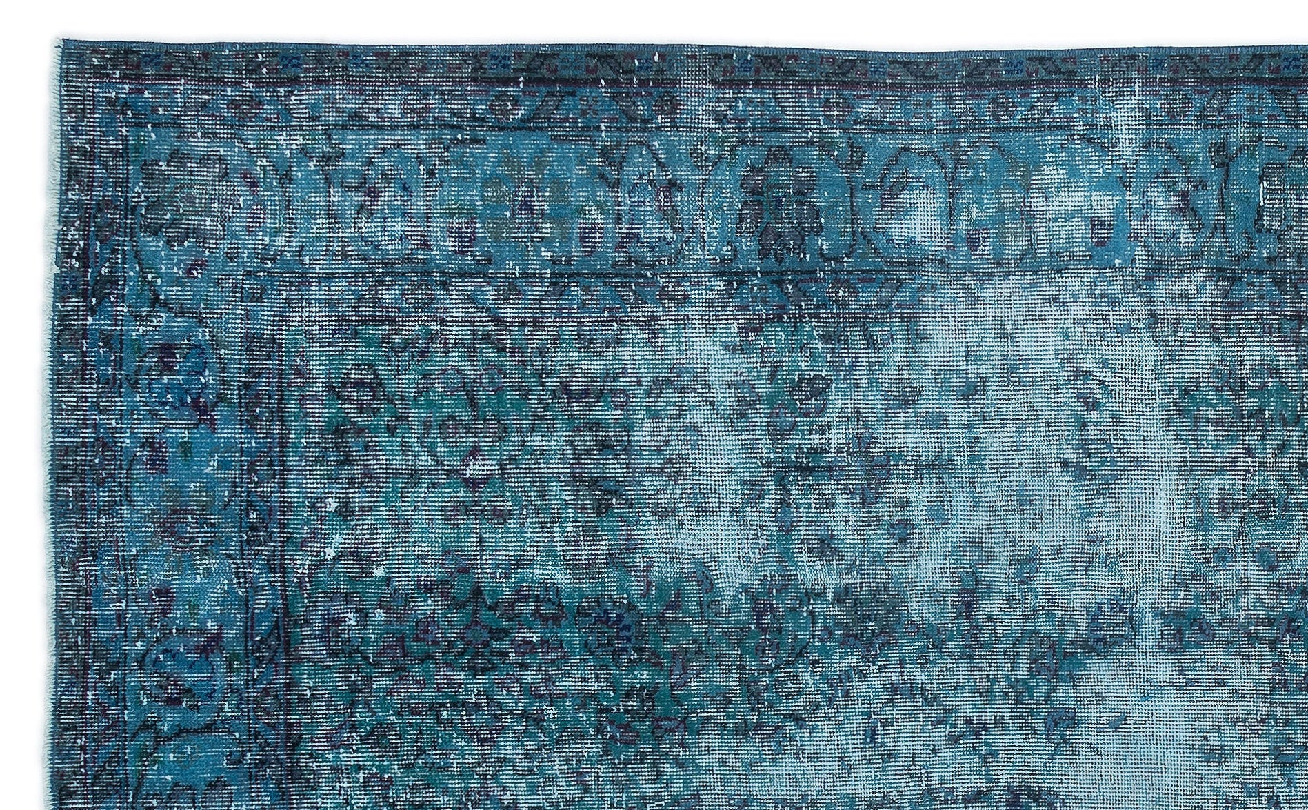 Turquoise  Over Dyed Vintage Rug 5'7'' x 8'11'' ft 169 x 272 cm
