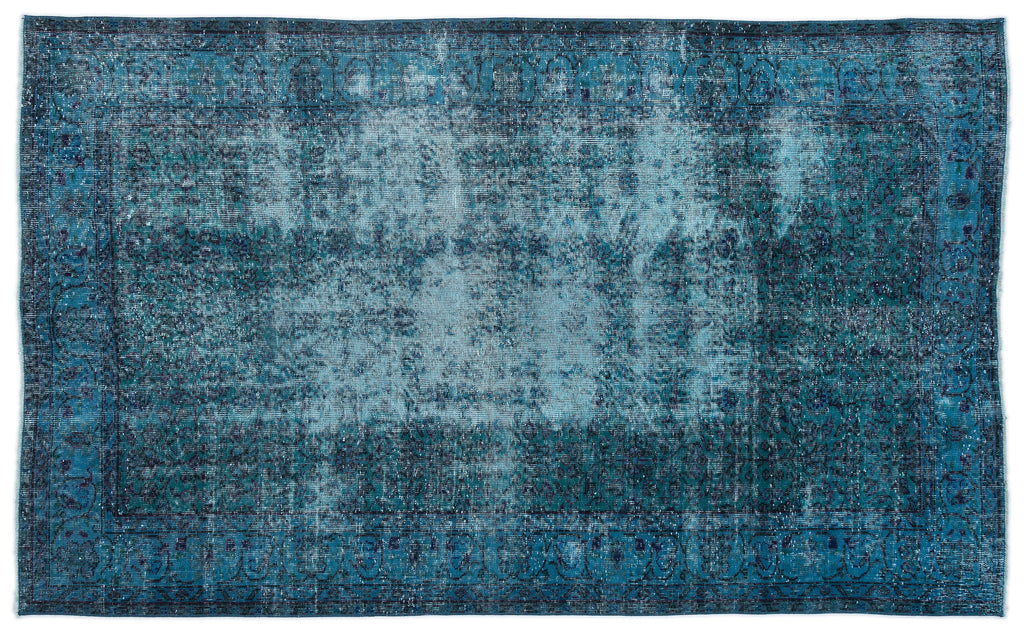 Turquoise  Over Dyed Vintage Rug 5'7'' x 8'11'' ft 169 x 272 cm