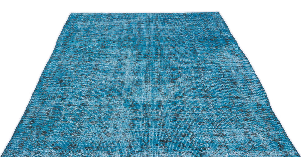 Turquoise  Over Dyed Vintage Rug 5'7'' x 8'6'' ft 170 x 258 cm