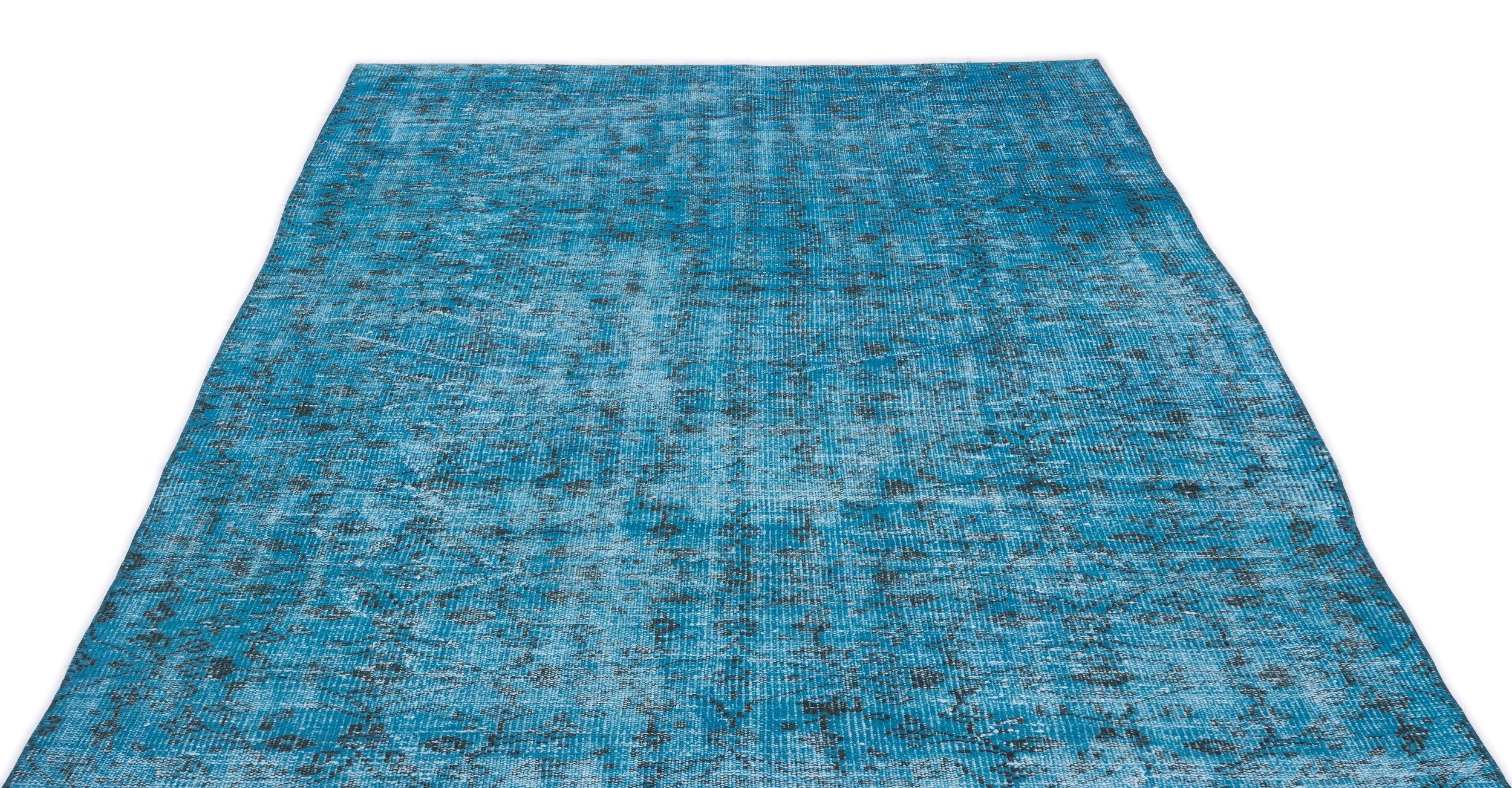 Turquoise  Over Dyed Vintage Rug 5'7'' x 8'6'' ft 170 x 258 cm