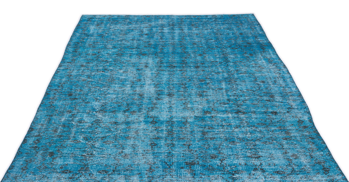 Turquoise  Over Dyed Vintage Rug 5&#39;7&#39;&#39; x 8&#39;6&#39;&#39; ft 170 x 258 cm