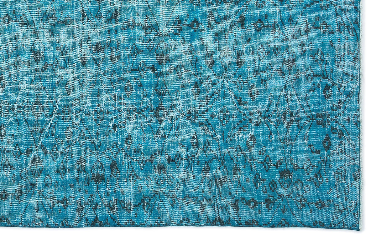 Turquoise  Over Dyed Vintage Rug 5&#39;7&#39;&#39; x 8&#39;6&#39;&#39; ft 170 x 258 cm