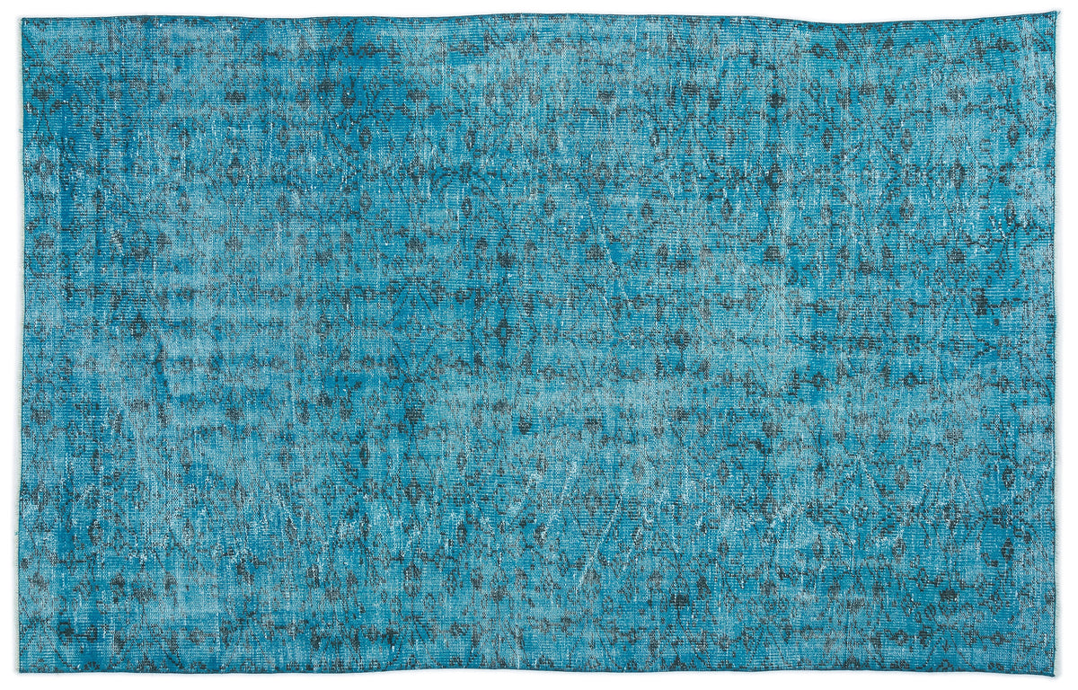 Turquoise  Over Dyed Vintage Rug 5&#39;7&#39;&#39; x 8&#39;6&#39;&#39; ft 170 x 258 cm