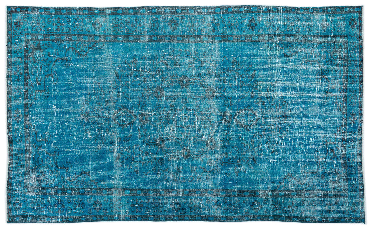Turquoise  Over Dyed Vintage Rug 5&#39;7&#39;&#39; x 9&#39;1&#39;&#39; ft 169 x 276 cm