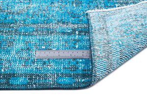 Turquoise  Over Dyed Vintage Rug 5'7'' x 9'1'' ft 169 x 276 cm