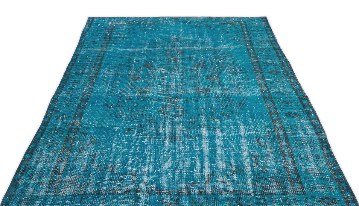 Turquoise  Over Dyed Vintage Rug 5&#39;7&#39;&#39; x 9&#39;1&#39;&#39; ft 169 x 276 cm