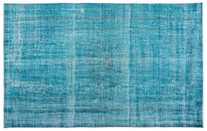 Turquoise  Over Dyed Vintage Rug 6'0'' x 9'7'' ft 183 x 292 cm
