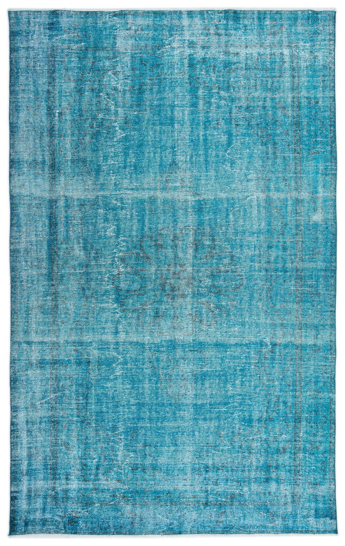 Turquoise  Over Dyed Vintage Rug 6&#39;0&#39;&#39; x 9&#39;7&#39;&#39; ft 183 x 292 cm