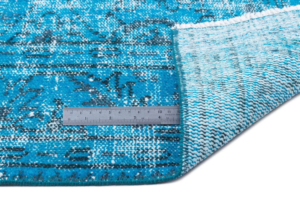 Turquoise  Over Dyed Vintage Rug 5'10'' x 9'7'' ft 177 x 291 cm