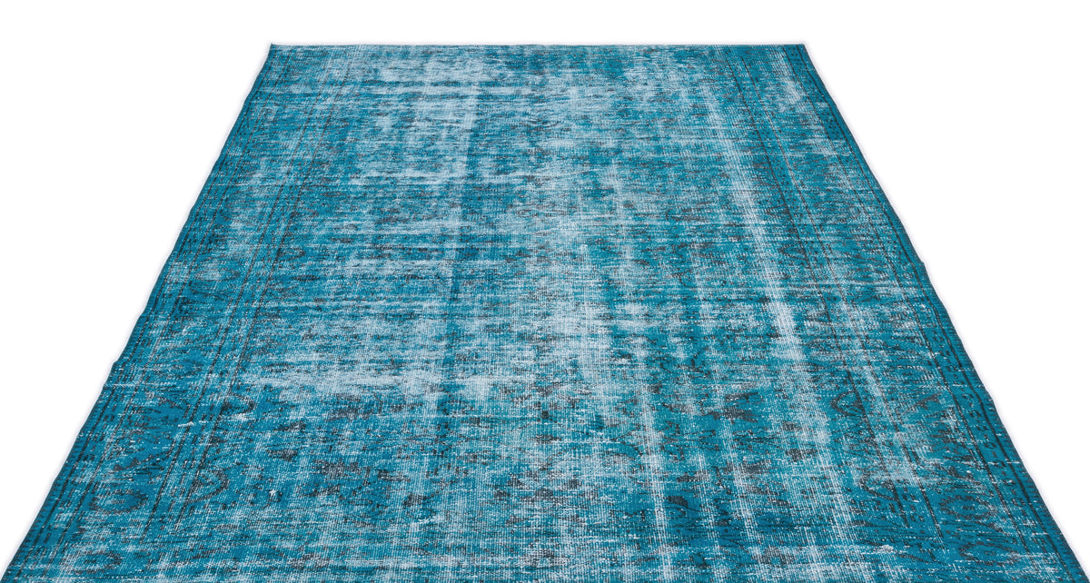 Turquoise  Over Dyed Vintage Rug 5&#39;10&#39;&#39; x 9&#39;7&#39;&#39; ft 177 x 291 cm