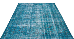 Turquoise  Over Dyed Vintage Rug 5'10'' x 9'7'' ft 177 x 291 cm
