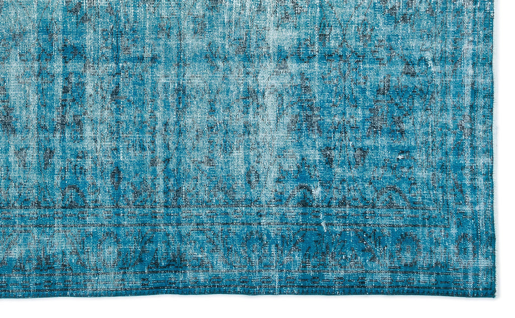 Turquoise  Over Dyed Vintage Rug 5'10'' x 9'7'' ft 177 x 291 cm