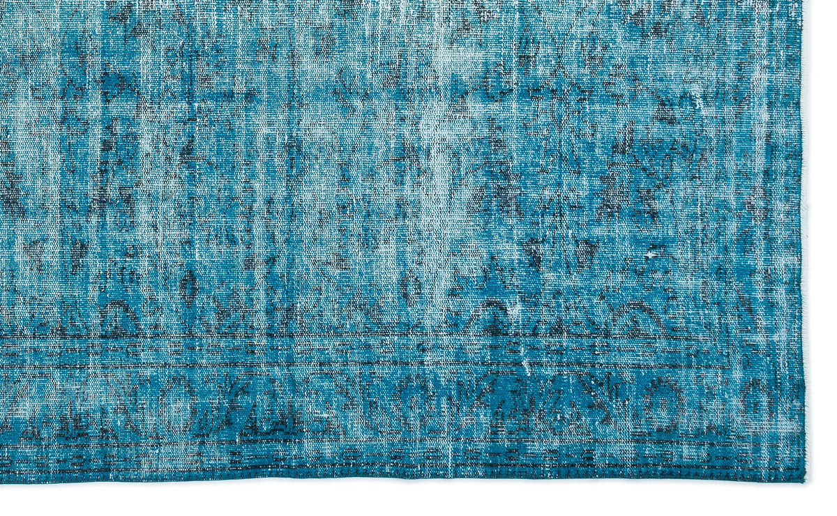 Turquoise  Over Dyed Vintage Rug 5&#39;10&#39;&#39; x 9&#39;7&#39;&#39; ft 177 x 291 cm