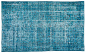 Turquoise  Over Dyed Vintage Rug 5'10'' x 9'7'' ft 177 x 291 cm